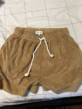 Alex Mill Women's High Waist Terry Shorts in Camel Brown